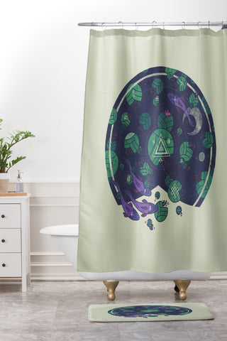 Hector Mansilla Amongst the Lilypads Shower Curtain And Mat