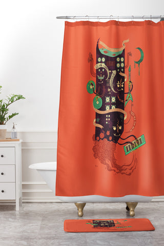 Hector Mansilla Power Trio Shower Curtain And Mat