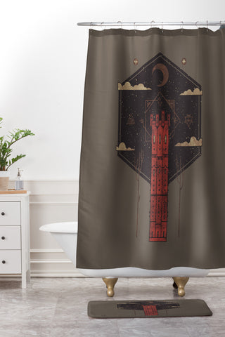Hector Mansilla The Crimson Tower Shower Curtain And Mat