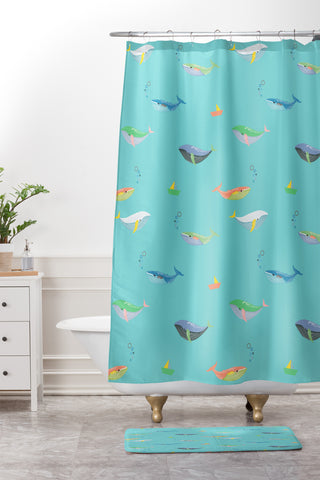 Hello Sayang A Whale of A Time Shower Curtain And Mat