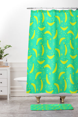 Hello Sayang Bananas Over Bananas Shower Curtain And Mat
