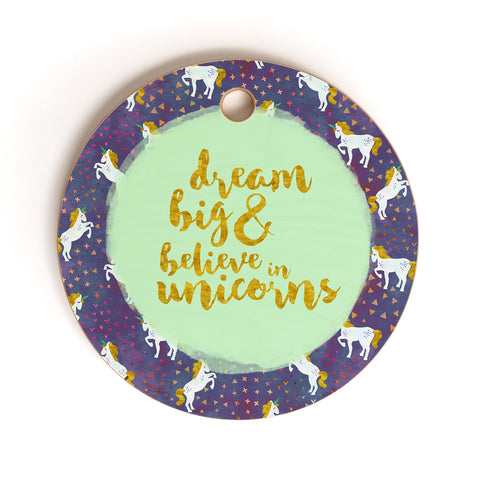Hello Sayang Believe in Unicorns Cutting Board Round