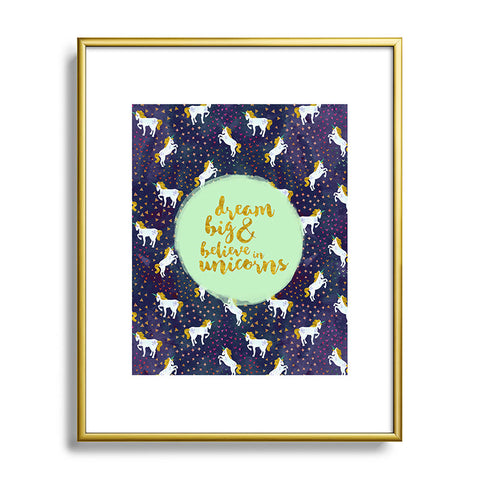 Hello Sayang Believe in Unicorns Metal Framed Art Print