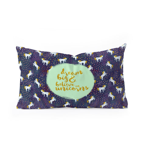 Hello Sayang Believe in Unicorns Oblong Throw Pillow