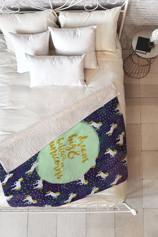 Hello Sayang Believe in Unicorns Fleece Throw Blanket