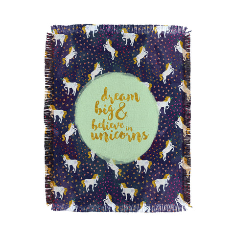 Hello Sayang Believe in Unicorns Throw Blanket