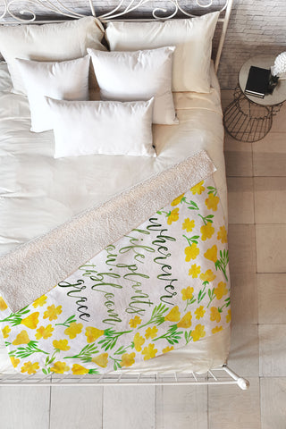 Hello Sayang Bloom with Grace Fleece Throw Blanket