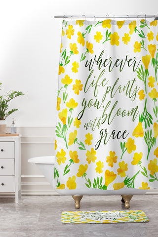 Hello Sayang Bloom with Grace Shower Curtain And Mat