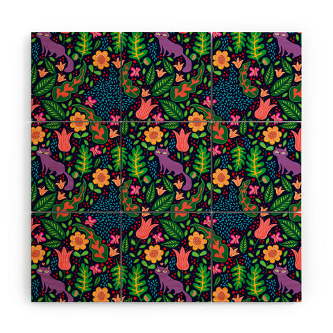 Hello Sayang Cat Night Wood Wall Mural