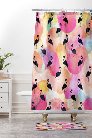 Hello Sayang Dance Like A Flamingo Shower Curtain And Mat