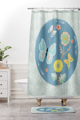 Hello Sayang Dancing Butterflies Shower Curtain And Mat
