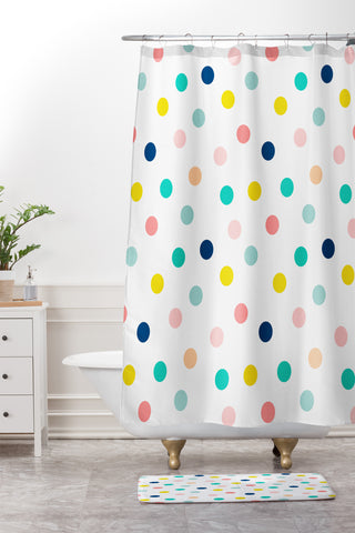 Hello Sayang Do The Polka Shower Curtain And Mat