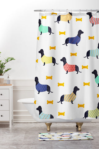 Hello Sayang Doggies Shower Curtain And Mat