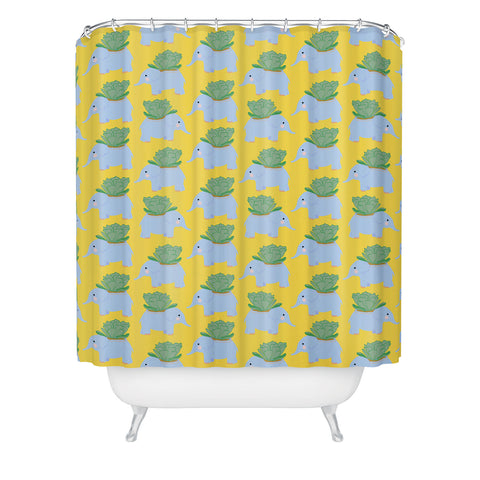 Hello Sayang Elephant Planter Shower Curtain
