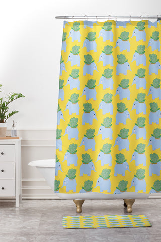 Hello Sayang Elephant Planter Shower Curtain And Mat