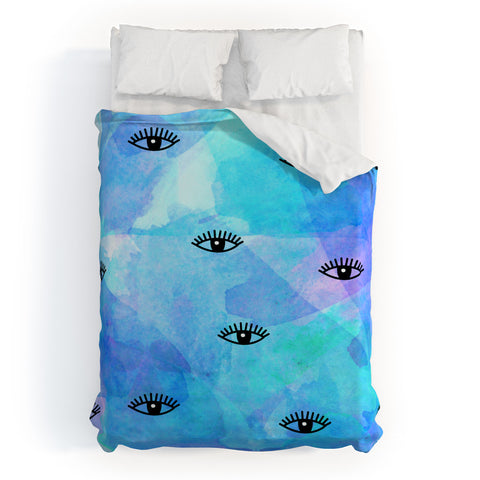 Hello Sayang Eye Blush Blue Duvet Cover