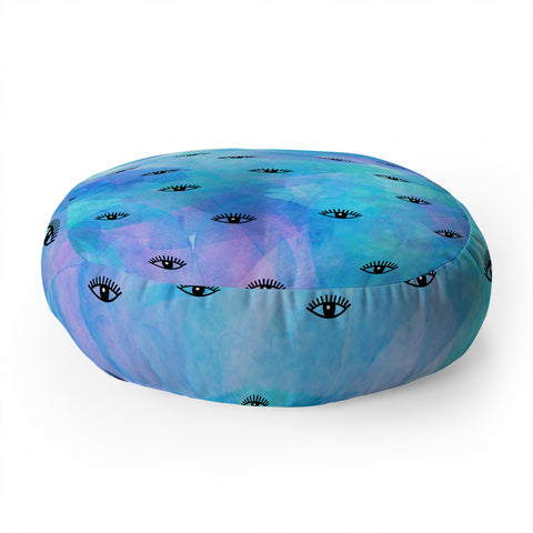 Hello Sayang Eye Blush Blue Floor Pillow Round
