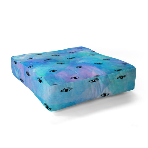 Hello Sayang Eye Blush Blue Floor Pillow Square