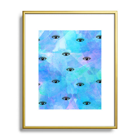 Hello Sayang Eye Blush Blue Metal Framed Art Print