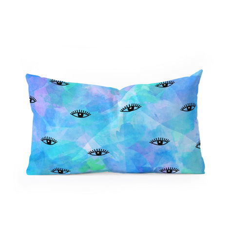 Hello Sayang Eye Blush Blue Oblong Throw Pillow