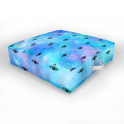 Hello Sayang Eye Blush Blue Outdoor Floor Cushion