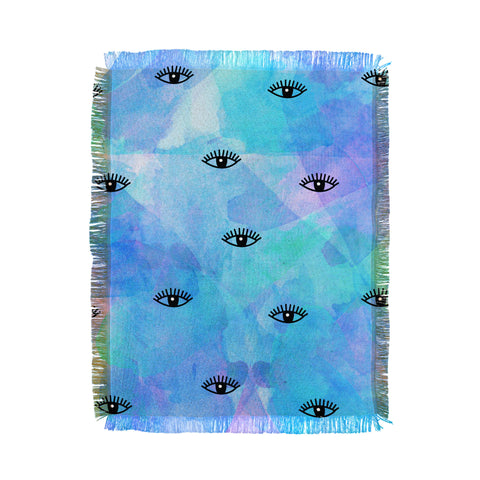 Hello Sayang Eye Blush Blue Throw Blanket