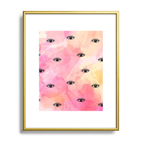 Hello Sayang Eye Blush Pink Metal Framed Art Print