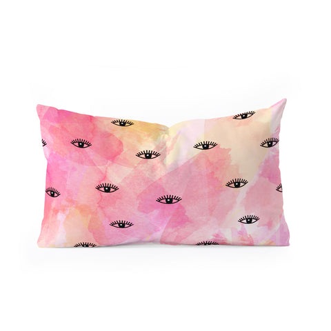 Hello Sayang Eye Blush Pink Oblong Throw Pillow