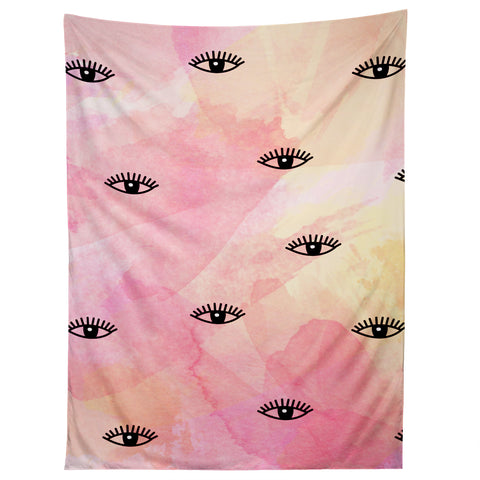 Hello Sayang Eye Blush Pink Tapestry