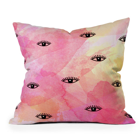 Hello Sayang Eye Blush Pink Throw Pillow