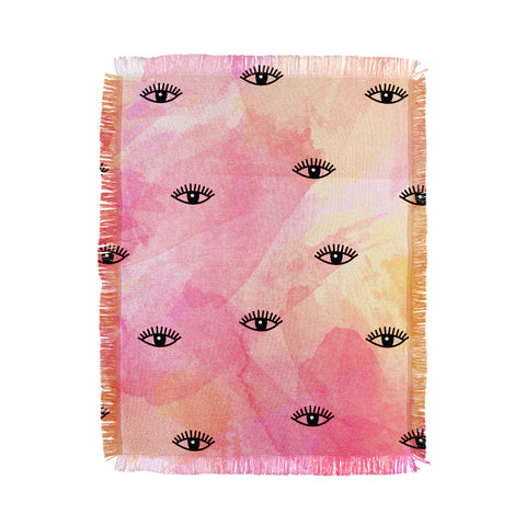Hello Sayang Eye Blush Pink Throw Blanket