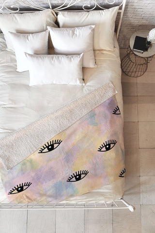 Hello Sayang Eye Blush Fleece Throw Blanket