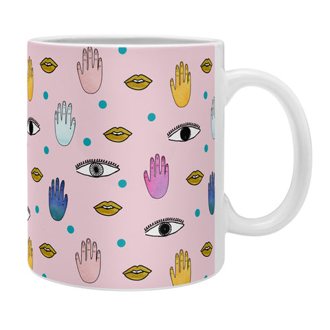 Hello Sayang Eyes Hands Lips Dots Coffee Mug