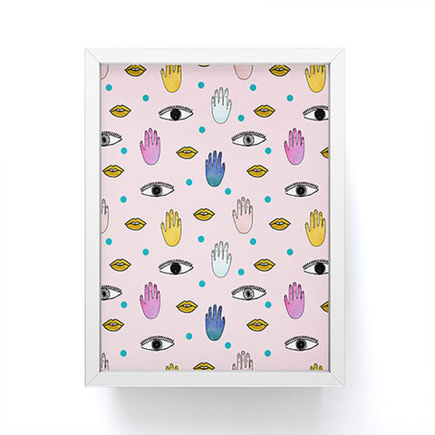Hello Sayang Eyes Hands Lips Dots Framed Mini Art Print