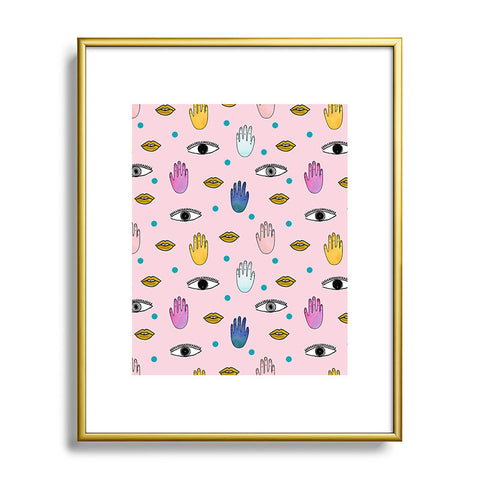 Hello Sayang Eyes Hands Lips Dots Metal Framed Art Print