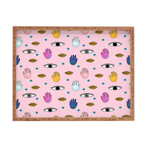 Hello Sayang Eyes Hands Lips Dots Rectangular Tray