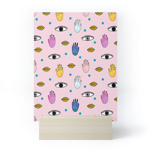 Hello Sayang Eyes Hands Lips Dots Mini Art Print