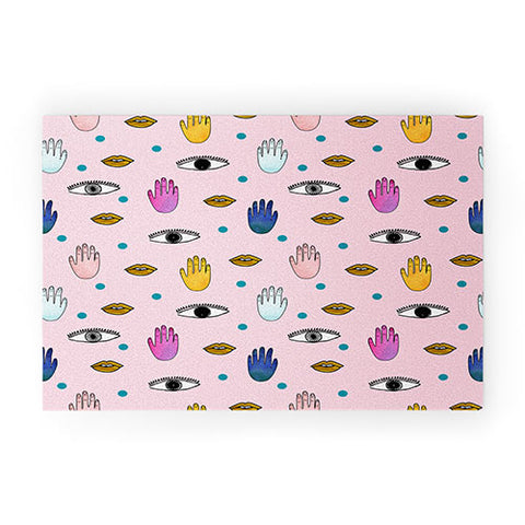 Hello Sayang Eyes Hands Lips Dots Welcome Mat