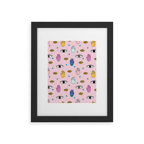 Hello Sayang Eyes Hands Lips Dots Framed Art Print