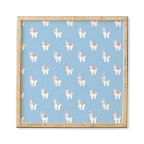 Hello Sayang Fa La La La Llama Blue Framed Wall Art