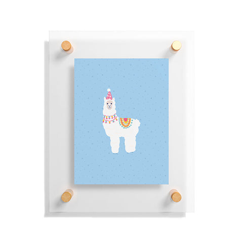 Hello Sayang Fa La La La Llama Blue Floating Acrylic Print