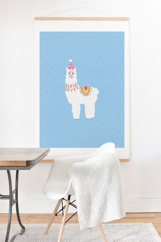 Hello Sayang Fa La La La Llama Blue Art Print And Hanger