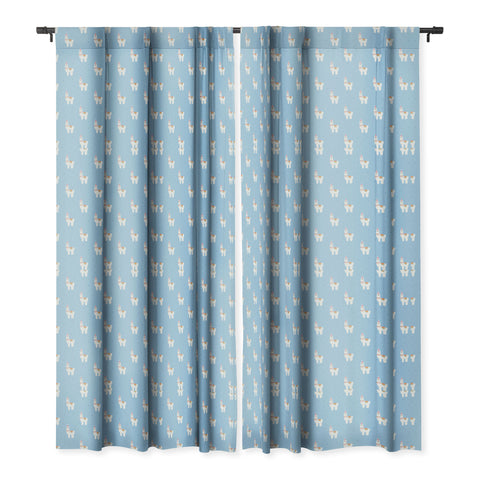 Hello Sayang Fa La La La Llama Blue Blackout Window Curtain