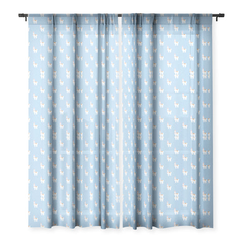 Hello Sayang Fa La La La Llama Blue Sheer Window Curtain