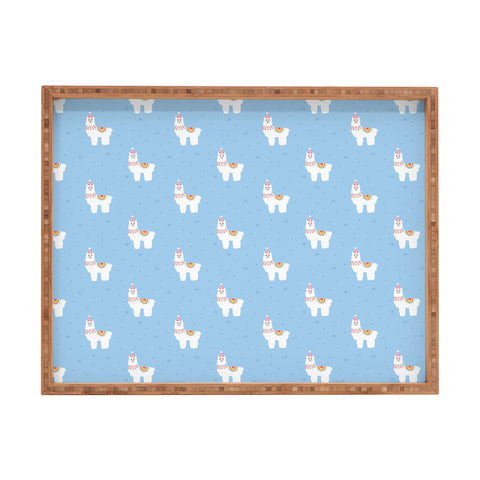 Hello Sayang Fa La La La Llama Blue Rectangular Tray