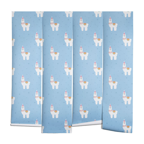 Hello Sayang Fa La La La Llama Blue Wall Mural