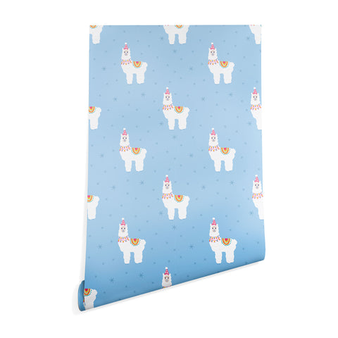 Hello Sayang Fa La La La Llama Blue Wallpaper