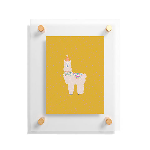 Hello Sayang Fa La La La Llama Mustard Floating Acrylic Print