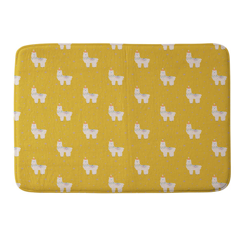 Hello Sayang Fa La La La Llama Mustard Memory Foam Bath Mat