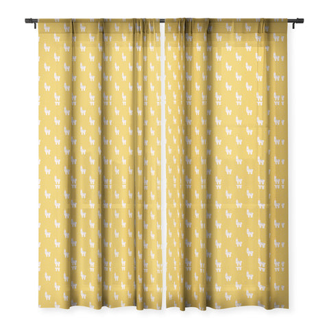 Hello Sayang Fa La La La Llama Mustard Sheer Window Curtain